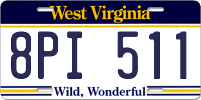 WV license plate 8PI511