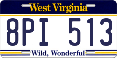 WV license plate 8PI513
