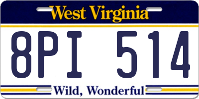 WV license plate 8PI514