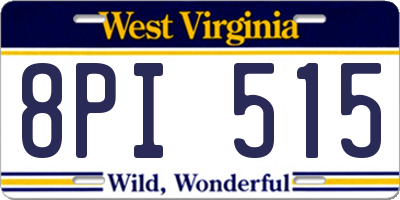 WV license plate 8PI515