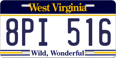 WV license plate 8PI516