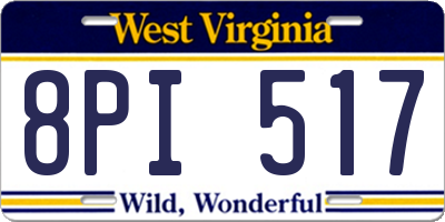 WV license plate 8PI517