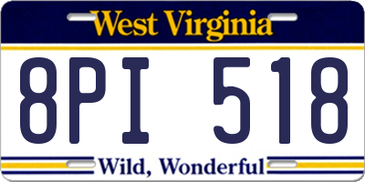 WV license plate 8PI518