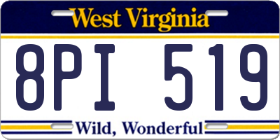 WV license plate 8PI519