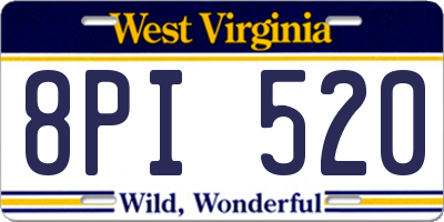 WV license plate 8PI520