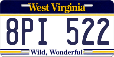 WV license plate 8PI522