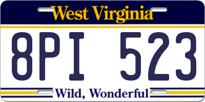 WV license plate 8PI523