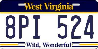 WV license plate 8PI524