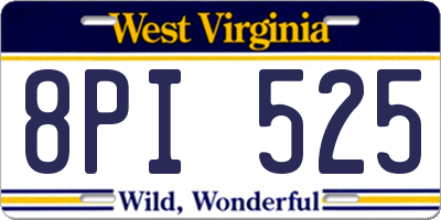 WV license plate 8PI525