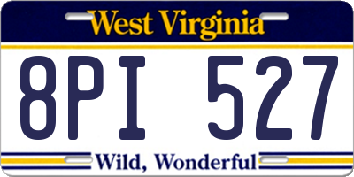 WV license plate 8PI527