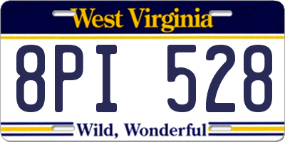 WV license plate 8PI528