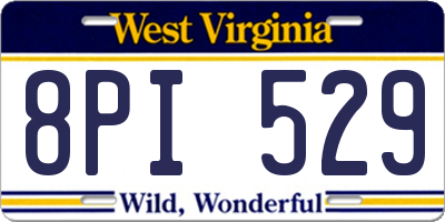 WV license plate 8PI529