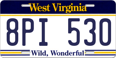 WV license plate 8PI530