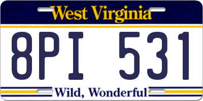 WV license plate 8PI531