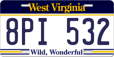 WV license plate 8PI532
