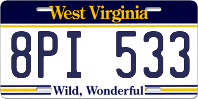 WV license plate 8PI533