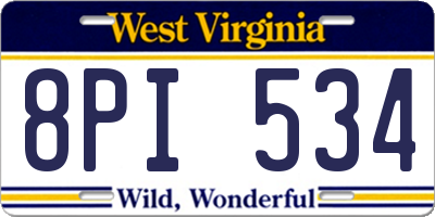 WV license plate 8PI534