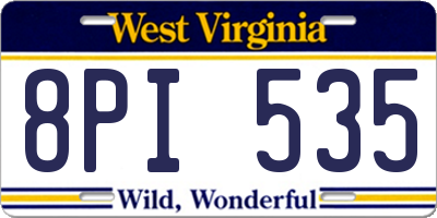 WV license plate 8PI535