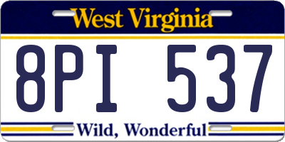 WV license plate 8PI537