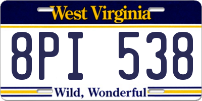 WV license plate 8PI538