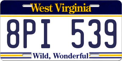 WV license plate 8PI539