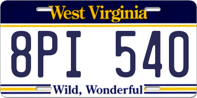 WV license plate 8PI540