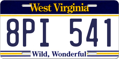 WV license plate 8PI541