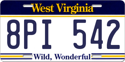 WV license plate 8PI542