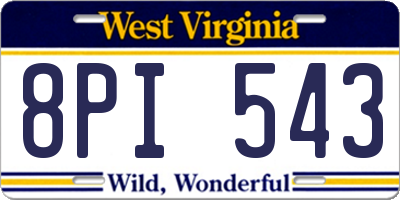 WV license plate 8PI543