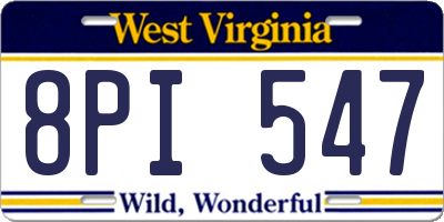 WV license plate 8PI547