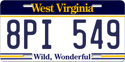 WV license plate 8PI549