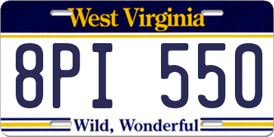 WV license plate 8PI550