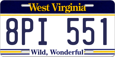 WV license plate 8PI551