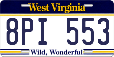 WV license plate 8PI553