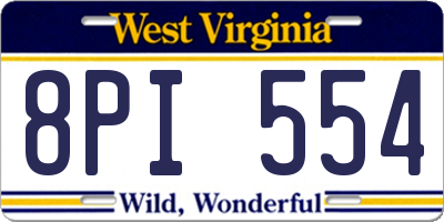WV license plate 8PI554