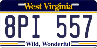 WV license plate 8PI557