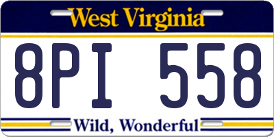 WV license plate 8PI558