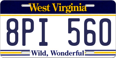 WV license plate 8PI560