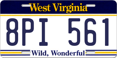 WV license plate 8PI561