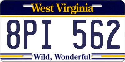 WV license plate 8PI562