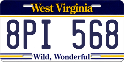 WV license plate 8PI568