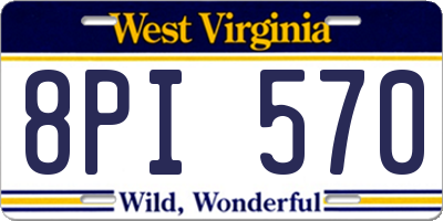 WV license plate 8PI570