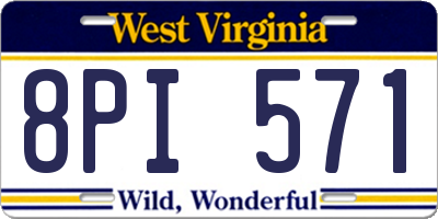 WV license plate 8PI571