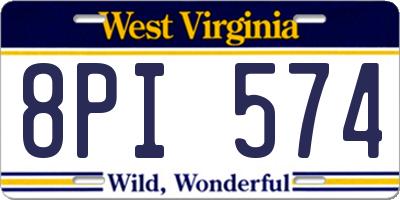 WV license plate 8PI574
