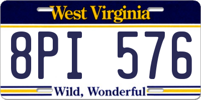 WV license plate 8PI576