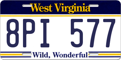 WV license plate 8PI577