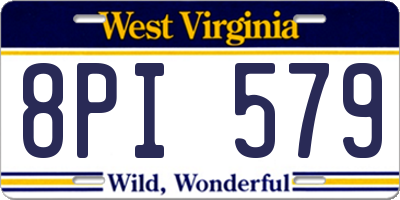 WV license plate 8PI579