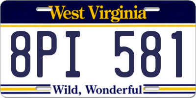 WV license plate 8PI581
