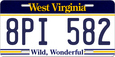 WV license plate 8PI582
