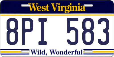 WV license plate 8PI583